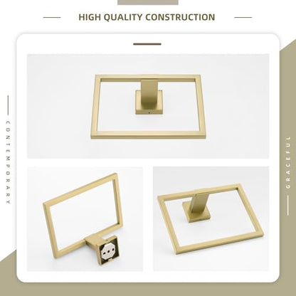 Angle Simple Towel Ring Brushed Gold, Square Hand Towel Holder, 7.09 Inches | Solid SUS304 Stainless Steel, Suitable for Bathroom Kitchen Laundry, Screws Wall Mount for Extra Sturdiness - color: Brushed Gold