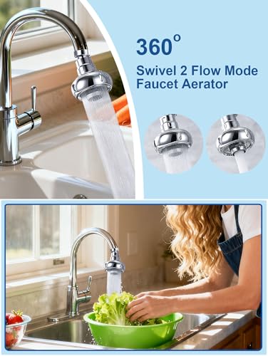 360° Swivel Kitchen Faucet Aerator,Anti-Splash Dual-function Kitchen Faucet Sprayer Attachment,Large-diameter Shower Head Sink Aerator,Water Saving,Engineering Plastic PA66-3 Inch - style: SHORT