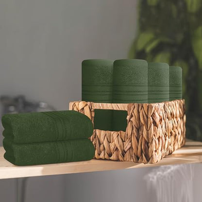 BOUTIQUO Ultra Soft Cotton Washcloths, Contains 12 Piece Face Cloths 12x12 inch, Ideal for Everyday use Face Towels, Compact & Lightweight Multi Purpose Washcloths - Olive Green - color: Olive Green, size: Washcloths - Set of 12