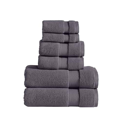 Modern Threads Luxury 6-Piece Quick-Dry Towel Set – Plush & Ultra-Absorbent for Spa-Like Experience, Gray - color: Gray