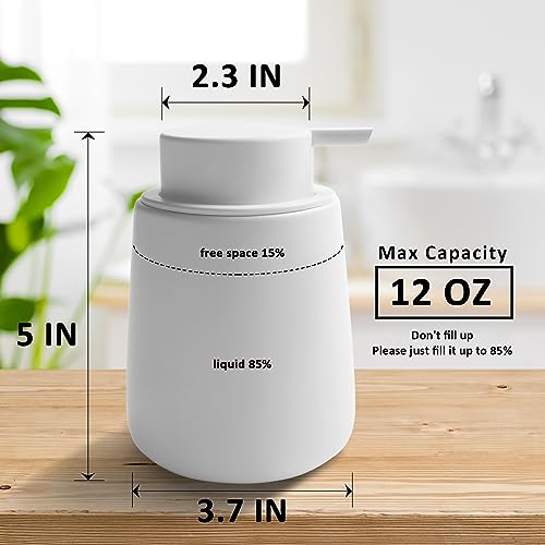 Soap Dispenser Ceramic with Easy-to-Press Pump Hand Lotion Liquid Dispenser for Shampoo Bathroom Kitchen 12 oz White - color: Liquid-white