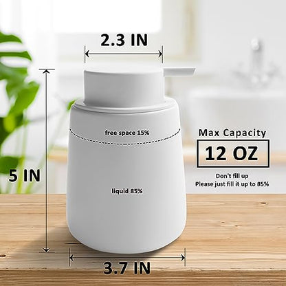 Soap Dispenser Ceramic with Easy-to-Press Pump Hand Lotion Liquid Dispenser for Shampoo Bathroom Kitchen 12 oz White - color: Liquid-white