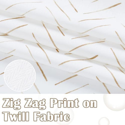 jinchan Taupe and White Shower Curtain Inky Herringbone Chevron Zig Zag Waterproof Fabric Modern Farmhouse Shower Curtains for Bathroom with 12 Hooks 70x72 Inches - color: Inky Taupe, size: 70"W x 72"L (Pack of 1)