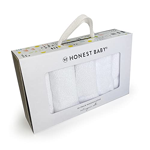 HonestBaby 10-Pack Terry Wash Cloths in Gift Box for Infant Baby Boys, Girls, 10-Pack White, One Size - color: 10-pack White, size: One Size
