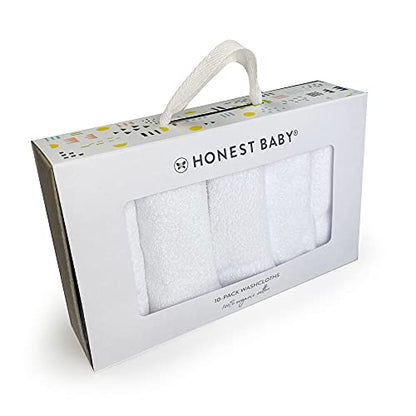 HonestBaby 10-Pack Terry Wash Cloths in Gift Box for Infant Baby Boys, Girls, 10-Pack White, One Size - color: 10-pack White, size: One Size