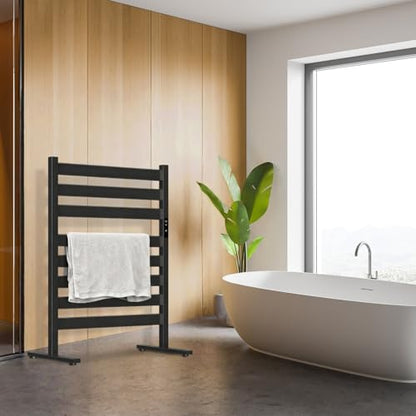 Verida Towel Warmer for Bathroom, Heated Towel Rack, Upgraded Extra-Wide Heating Area, Built-in Timer and Temperature Adjustment, Large Free-Standing Heated Towel Racks, Black 8 Bar Large - color: Matte Black, size: Large