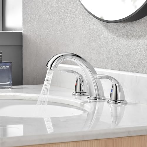 sumerain Widespread Bathroom Faucet 8 inch 3 Hole Bathroom Sink Faucet Chrome - color: Chrome