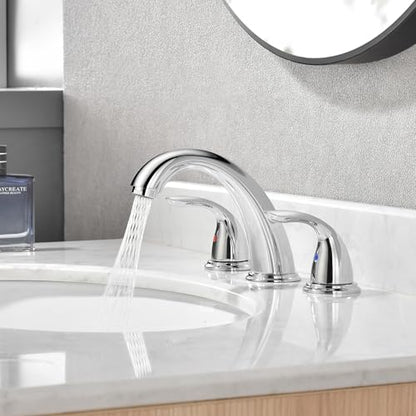 sumerain Widespread Bathroom Faucet 8 inch 3 Hole Bathroom Sink Faucet Chrome - color: Chrome