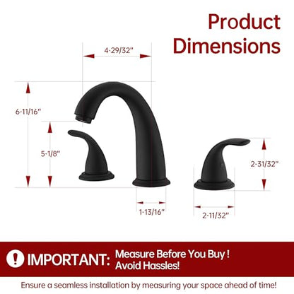SUMERAIN Matte Black 3 Hole Roman Tub Faucet with Valve | Deck Mount, 2 Handle, Bathtub Faucet, High Flow, Classic, for Bathroom - color: Matte Black, size: 4-29/32" spout reach