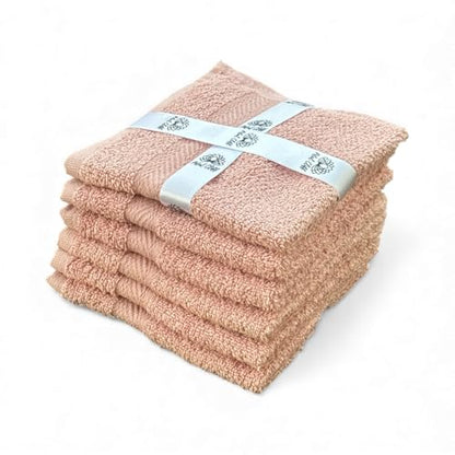 Super Soft 570 GSM Luxury Cotton Face Towel/Washcloths Set of 6, 100% Cotton Zero Twist Ring-Spun Heavyweight, Super Absorbent Wash Cloths – Designed for Exfoliation, Comfort, and Durability. - color: Rose Pink