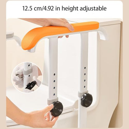Toilet Safety Frame with Padded Arms & Adjustable Height Toilet Safety Rails for Seniors Support Rails Toilet Handles for Elderly and Disabled Easy-Clamp Installation