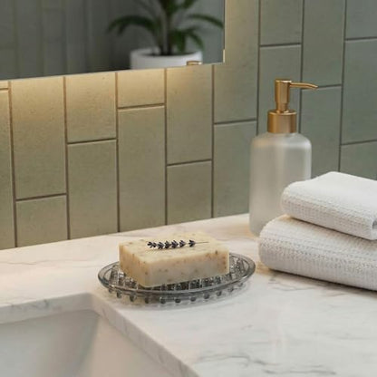 2 Pcs Plastic Soap Holder Soap Dish Bar Saver Tray with Holes Sponge Holder for Kitchen Bathroom Shower Counter, 4.5 x 3 x 0.7 Inches (Clear,Light Gray) - color: Clear, Light Gray