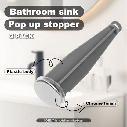 2pcs Bathroom Sink Pop Up Stoppers, 4-7/8 Height 1-1/4 Diameter for Moen | Plastic Clear Trailer Light Cover, Smart Snap-In Design, Compatible with BARGMAN 34-78-517, 515, 522