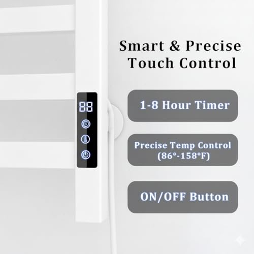 8-Bar Towel Warmer with with Top Warmer Shelf, Electric Towel Rack Set with Fast Heating, Auto Shut-Off Timer, Hardwired or Plug-in, Hot Towels in Bathroom - color: White