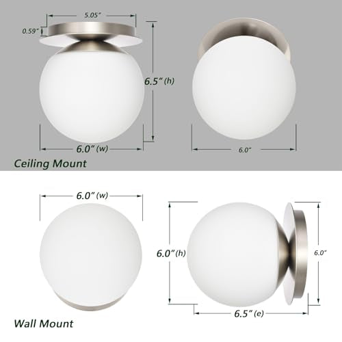 Wall Sconces, 1 Light Modern Globe Sconce in Brushed Nickel, Wall Light for Bedroom Bathroom Living Room & Hallway Vanity Lighting, Ceiling Light Fixture - color: Brushed Nickel, size: 1-Light
