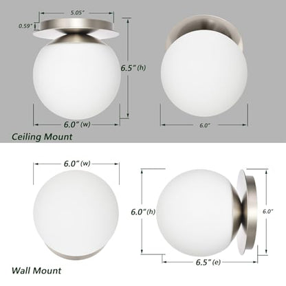 Wall Sconces, 1 Light Modern Globe Sconce in Brushed Nickel, Wall Light for Bedroom Bathroom Living Room & Hallway Vanity Lighting, Ceiling Light Fixture - color: Brushed Nickel, size: 1-Light