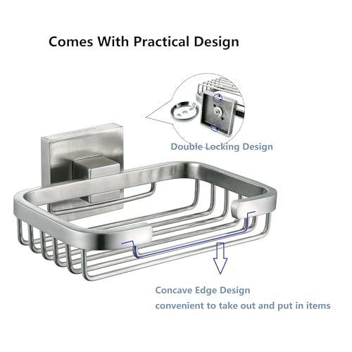 SEIDO Soap Dish for Shower Wall, 304 Stainless Steel Bar Soap Holder for Bathroom & Kitchen, Brushed Nickel Soap Saver Tray for Shower, 4.8" L x 3.2" W Internal - color: Brushed Nickel