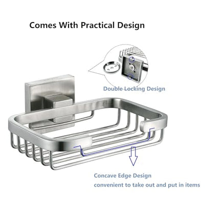 SEIDO Soap Dish for Shower Wall, 304 Stainless Steel Bar Soap Holder for Bathroom & Kitchen, Brushed Nickel Soap Saver Tray for Shower, 4.8" L x 3.2" W Internal - color: Brushed Nickel