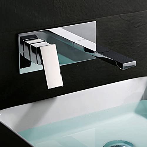 SUMERAIN Wall Mounted Bathroom Sink Faucet, Chrome, Left-Handed | Lavatory Faucet, Single Handle, Rough in Valve Included - color: Chrome, size: Left-Handed