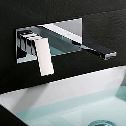 SUMERAIN Wall Mounted Bathroom Sink Faucet, Chrome, Left-Handed | Lavatory Faucet, Single Handle, Rough in Valve Included - color: Chrome, size: Left-Handed