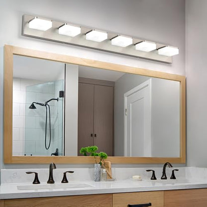 Brushed Nickel Vanity Lights for Bathroom 6-Light Vanity Lighting Fixtures for Mirror 39" Adjustable 5500K Modern LED Vanity Light Over Mirror, Bath Wall Lighting Fixtures - size: 6-Light,39Inch