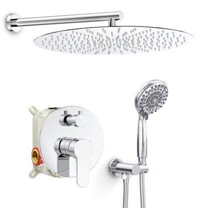 SR SUN RISE Shower Faucet - 16 Inch Multifunctional High Pressure Shower Head System with Handheld Shower Head Fixtures - Valve Included - Polished Chrome - color: Polished Chrome, size: 16 Inch
