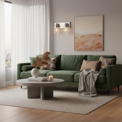 2-Light Brushed Nickel Bathroom Vanity Lights, Clear Glass | Brushed Nickel Metal Frame,Up/Down Wall Mount,cylinder Glass Shade,Kitchen Hallway Bedroom Indoor Use,Easy Install,E26 Base - size: 2-light