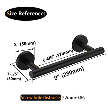 Nolimas Matte Black Bath Hand Towel Bar Single Bars Towel Rack Rod Classic Wall Mounted Stainless Steel Bathroom Towel Bar Toilet Kitchen Towel Shelf Single Layer,9inch - color: Matte Black, size: 9inch