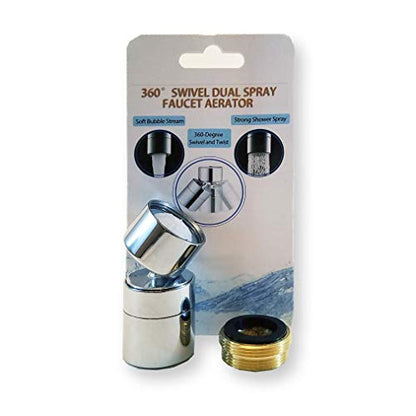 TOTOMO Kitchen Sink Faucet Aerator (Solid Brass) 2 Spray-mode (Shower&Bubble Stream) 360° Swivel Booster Sprayer adapter Water Saving Head attachment replacement - Chrome - color: Faucet Aerator 40° Angle - Polished Chrome
