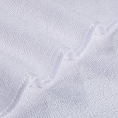 POLYTE Quick Dry Lint Free Microfiber Hand Towel, 16 x 30 in, Set of 4 (White) | 4 Pack, Oversize, Lint Free, Hanging Loop - color: White