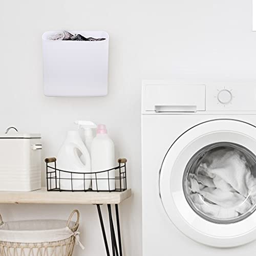 Picowe Magnetic Laundry Storage, Large Lint Holder Bin, Space-Saving Trash Container Hanging on Dryer, Washer or Wall Mount (Gray White) - size: L - White