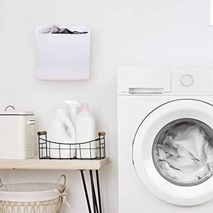 Picowe Magnetic Laundry Storage, Large Lint Holder Bin, Space-Saving Trash Container Hanging on Dryer, Washer or Wall Mount (Gray White) - size: L - White