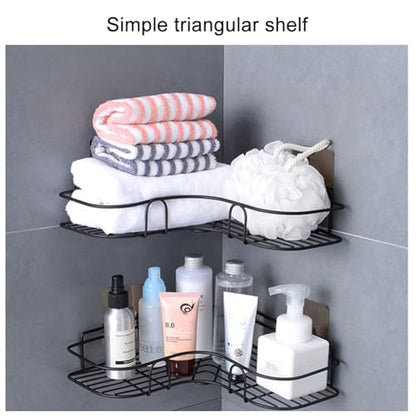 Pilarmuture 1-Shelf Modern Black Iron Corner Shower Caddy, Strong & Durable, No Drill Wall Mounted Shower Shelf for Bathroom, Kitchen, Bedroom, Office