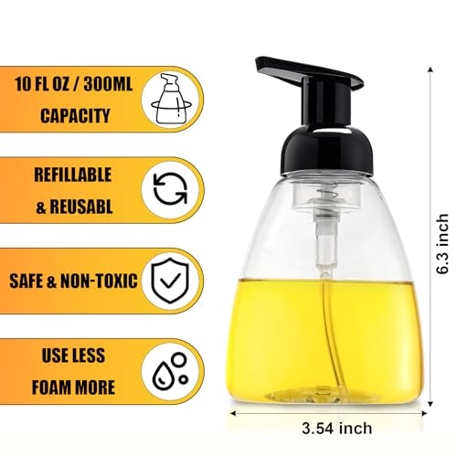 Bekith 12 Pack Foaming Hand Soap Dispenser, 10 Oz Liquid Soap Dispenser Empty Refillable Containers Plastic Pump Bottles for Kitchen, Bathroom, Commercial