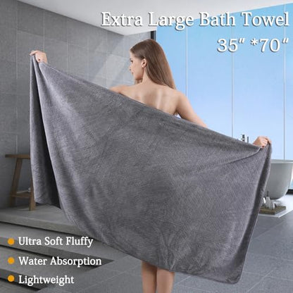 Ycosy Gray Bath Towels Set 35x70 Inches - Luxury 600 GSM Oversized Bath Sheet Towel,Extra Large Microfiber - Quick Dry,Highly Absorbent,Super Soft Shower Towels Spa Hotel Bathroom Towel Set (4-Pack) - color: Dark Gray, size: 4 Piece Bath Towel