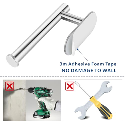 Toilet Paper Holder/Towel Ring Self Adhesive, Eolax No Drilling Chrome Bathroom Hardware Accessories, Stainless Steel Sticky Toilet Roll Hanger and Hand Towel Holder, 2 Pieces - color: Chrome