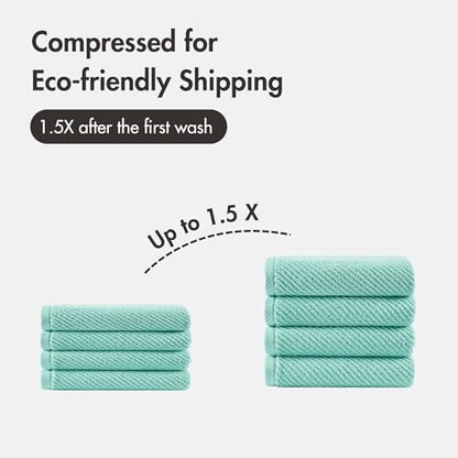 Madison Park 100% Zero Twist Cotton 4 Piece Bathroom Hand Towels, Turquoise | 18" x 28" Bath Hand Towels, 500 GSM Diagonal Ribbed, Soft, Quick Dry, Highly Absorbent, Durable, Modern, OEKO TEX - color: Turquoise, size: 4 Piece Hand Towel Set