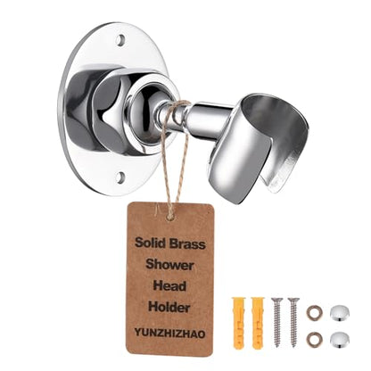 Adjustable Shower Head Holder Wall Mount Solid Brass | Handheld shower bracket with screw mount and pivot ball joint for 360° rotation. Fits most sprayers and wands(chrome) - color: Chrome Finish