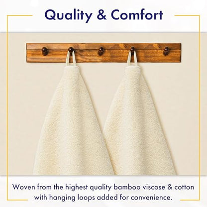 Alusa Home Ultra Soft & Plush Viscose from Bamboo Bath Towels - 700 GSM Luxury Bath Towels - 6 Piece Set - Super Absorbent & Quick Drying (Papyrus) - color: Papyrus, size: 6pc Towel Set