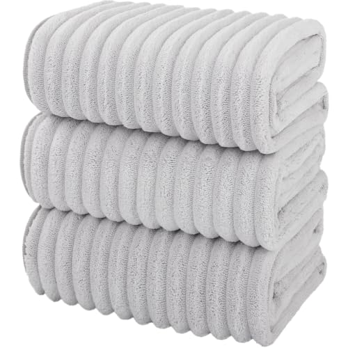 3-Piece Hand Bath Towels 14 X 29.6 Inchs, Quick-Dry Microfiber Washcloths with Hanging Loop, Soft & Absorbent Face Towels for Bathroom Kitchen Gym Travel - color: 3grey