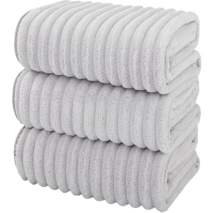 3-Piece Hand Bath Towels 14 X 29.6 Inchs, Quick-Dry Microfiber Washcloths with Hanging Loop, Soft & Absorbent Face Towels for Bathroom Kitchen Gym Travel - color: 3grey