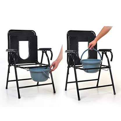 Commode Chair Folding Commode Chair - Bedside Potty Chair with Safety Frame Rails Handicap Padded Toilet Seat Bathroom Shower Chair for Elderly Disabled Pregnant Women