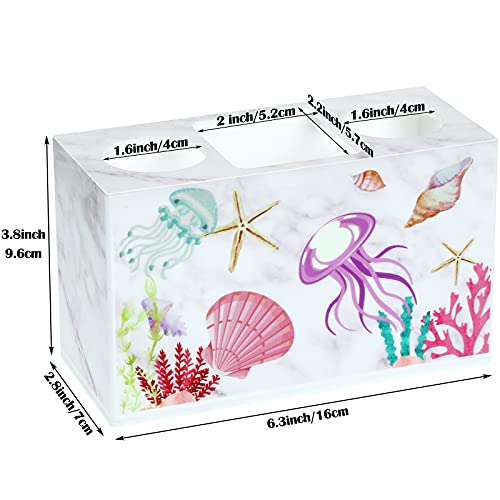 Beach Shell Theme Bathroom Toothbrush Holder 3 Slots Hygienic Bathroom Accessories Acrylic Seaside Nautical Theme Electric Toothbrush Holder for Storage Dispenser