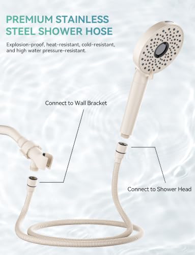 Magichome Shower Head with Handheld, High Pressure 10-Spray Detachable Chrome Showerhead with Stainless Steel Hose,Matte Khaki - color: Matte Khaki