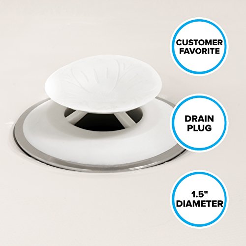SlipX Solutions Snug Plug Bath Tub Drain Stopper Fits 1.5" Open Drains | Seals Tightly Around Drain, Great For Bathtubs, Easy Push Open/Close Design