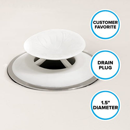 SlipX Solutions Snug Plug Bath Tub Drain Stopper Fits 1.5" Open Drains | Seals Tightly Around Drain, Great For Bathtubs, Easy Push Open/Close Design