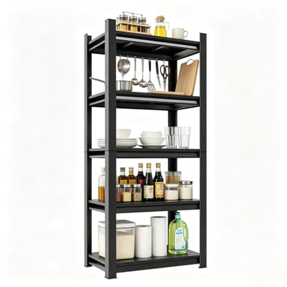 5-Tier Kitchen Shelves, Bakers Rack Metal Microwave Shelf 63" H | Large-Capacity Storage Organizer Featuring Solid Shelves for Dining Room, Pantry, Coffee Bar, 31.5”W x 13.8”D, Freestanding - size: 31"W*14"D*63"H-5 TIER