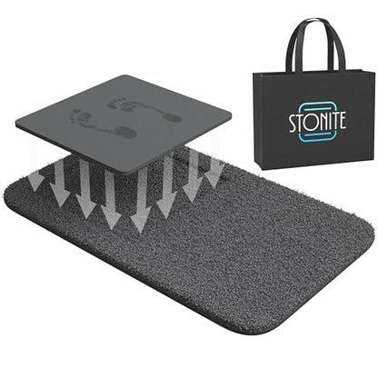 2-in-1 Stone Bath Mat with Rug – Diatomaceous Earth + Microfiber Fusion Mat for Bathroom – Ultra Absorbent, Quick-Dry, Non-Slip, Easy to Clean – Includes Gift Box & Tote