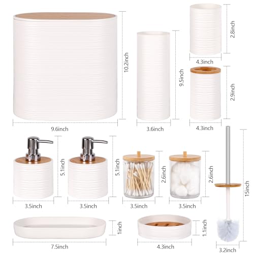 25 PCS White Bathroom Accessories Set丨Shower Curtain Bathroom Accessory | All-in-One Kit with Shower Curtain,rug,Trash Can,Toothbrush Holder,Toilet BrushSoap Dispenser,Toothbrush Cup,etc for Home - color: White