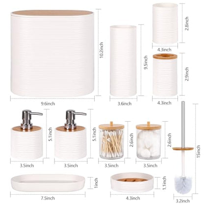 25 PCS White Bathroom Accessories Set丨Shower Curtain Bathroom Accessory | All-in-One Kit with Shower Curtain,rug,Trash Can,Toothbrush Holder,Toilet BrushSoap Dispenser,Toothbrush Cup,etc for Home - color: White